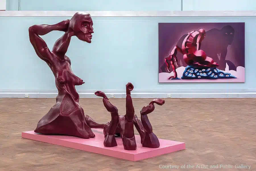 A sculpture and a painting by Kathrin Hoffmann in the museum